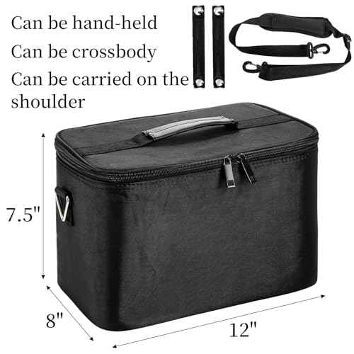 Goaste 12 Inch Barber Hairdresser Bag, Large Capacity Barber Carrying Bag, Canvas Barber Travel Case with Adjustable Dividers, Hairstylist Cutting Tool Organizer for Clippers Brushes Blow Dryer