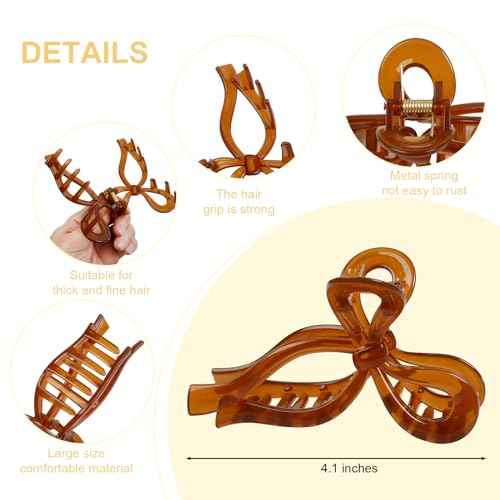 Tobeffect Hair Clip, 6 Pcs Plastic Cute Large Bow Hair Claws, Nonslip Fashion Hair Clips Accessories Gifts for Women Teen Girls