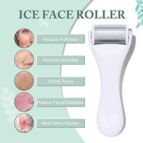 MAANGE Ice Roller For Face & Eye Roller for Puffiness,Stainless Steel Facial Roller Ice Face Roller Mini Roller Set (white 2 pcs)