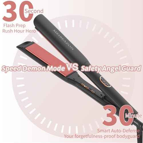 Flat Iron Hair Straightener ? 1.7¡±Wide Ceramic Plate with Negative Ionic Technology, Digital Temp Control & Dual Voltage for Curly/Thick/Coily Hair