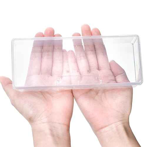 ZOOFOX 12 Pack Plastic Nail Storage Box, Stackable Pencil Case with Hinged Lid and Snap Closure, Clear Rectangle Box for Organizing Manicure Pedicure Kit, Crayon, Beads, Jewelry, Office Supplies
