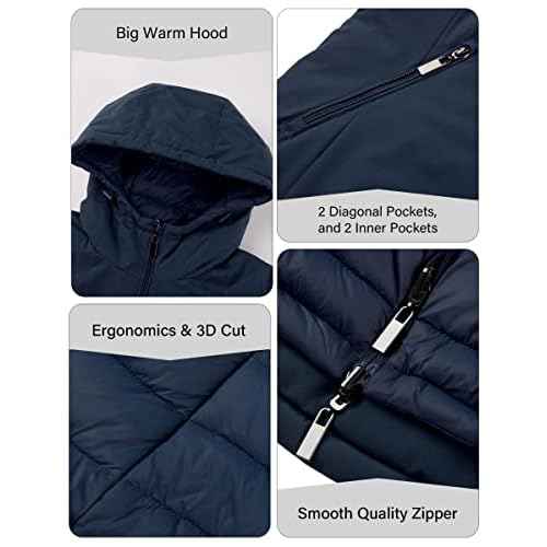 Bellivera Women Puffer Jacket Reversible Spring and Winter Fashion Warm Quilted Long Hooded Padded Bubble Coat