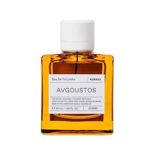 KORRES Avgoustos Eau de Toilette, Fig & Citrus Spray, Unisex Scent with Mandarin Lavender Bergamot, Fig Lemon Leaf Middle, Ambergris Cedarwood Base, Fruity Woody Aroma for Women & Men, 1.69 Fl Oz