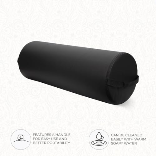 ForPro Professional Collection Jumbo Full Round Bolster Pillow, Black, Oil and Stain-Resistant, for Massage and Yoga, 9¡± R x 26¡± L