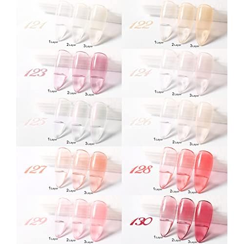 DouborQ 20 Bottles Jelly Gel Nail Polish Glass Translucent Crystal Blue Pink Red Pink Clear Green Yellow Purple Colors UV Soak Off LED Gel 7ml Soak Off Manicure Kit