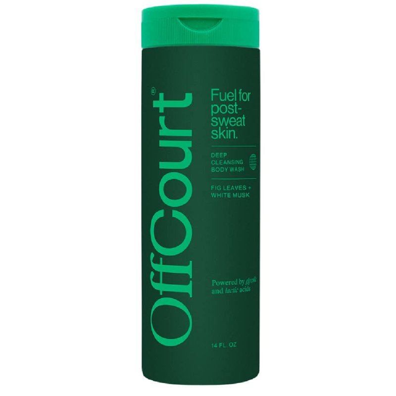 OffCourt Sulfate-Free Body Wash for Men & Women - Non-Drying Exfoliator with Glycolic & Lactic Acids Leaves Skin Fresh & Smooth with Fig Leaves and White Musk Scent, 14 Fl. Oz (Pack of 1)