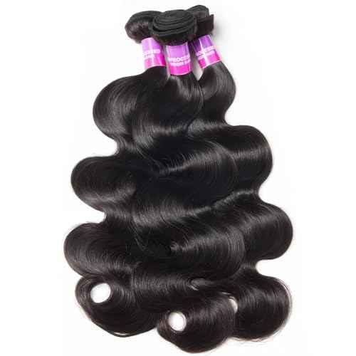 12A Human Hair Bundles 300g Body Wave Bundles Human Hair Extensions 22 24 24 Inch Brazilian Virgin Body Wave 3 Pieces Deals Unprocessed Brazilian Quick Weave Extensions Natural Black