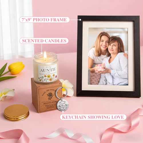 Aunt Gifts Best Auntie Gift ideas 10 PCS Birthday Gifts for Aunt from Niece Nephew, Best Aunt Ever Gifts Women Christmas Gifts, Include Tote Bag Makeup Bag 20 Oz Thermos Cup Photo Frame Socks Keychain