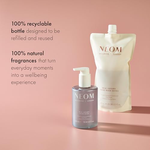 Neom Real Luxury Hand Wash, 300ml | Lavender, Jasmine & Sandalwood I 100% natural fragrances I Cleanses, softens, and replenishes I Refillable