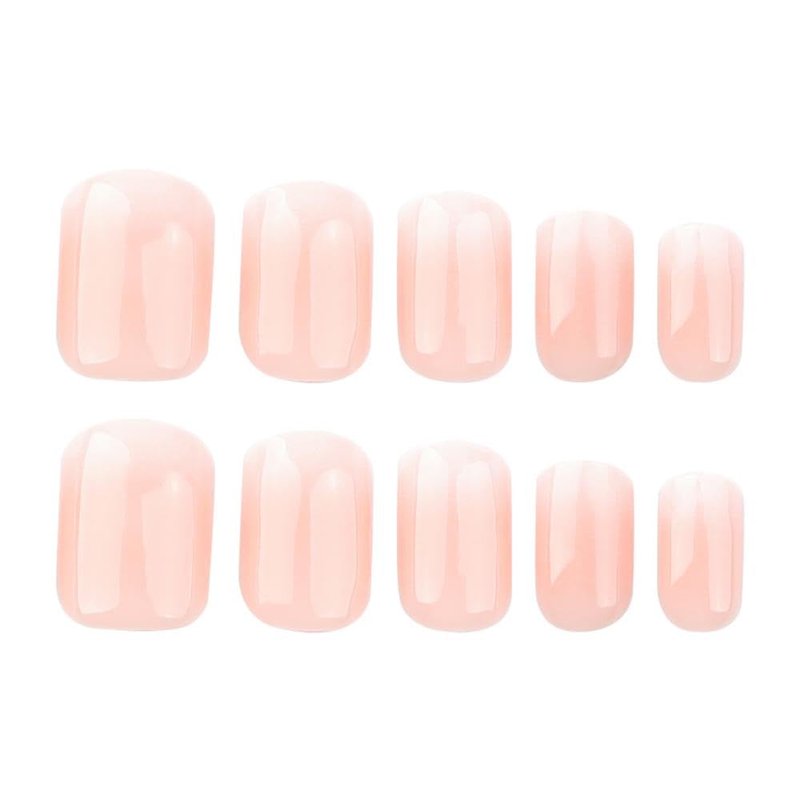 Ombre Press on Nails - Short Square Fake Nails with Designs Gradient Pink False Nail Glossy Skin Tones Glue on Nail Full Cover Square Nails Press Ons for Women - Manicure 24Pcs