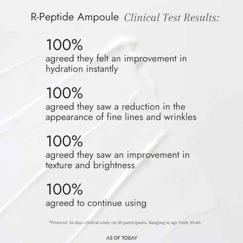 AS OF TODAY R-Peptide Ampoule/Serum | 1% Peptide Anti-Aging Serum | Hydrating Hyaluronic Acid & Vitamin E | Firming, Wrinkles & Deep Moisture | Clean Beauty | Clinically Proven |1 fl oz