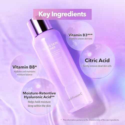 Cell Fusion C Glass Skin Toner, Face Toner for Glass Skin, Niacinamide, Hyaluronic Acid & Citric Acid, Glow & Smooth Texture, 200ml / 6.76 fl.oz