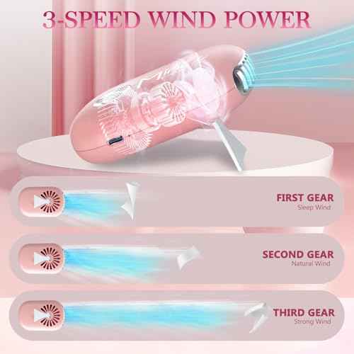 Buqikma Mini Lash Fan For Eyelash Extensions Portable Handheld Eyelash Fan Dryer With USB-C Rechargeable Lash Extension Fans With Air Blower For Makeup Drying & Cooling, Pink