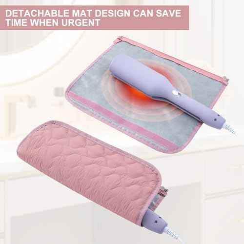 Large Capacity Hair Tools Travel Bag with Detachable Heat Resistant Mat, Double Layer Organizer Case for Flat Irons, Curling Irons, Hair Dryers, and Travel Carrying Case for Hair Tool Storage