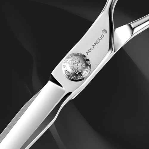 AOLANDUO Hair Cutting Shears - Japanese Stainless Steel, Convex Edge, Ergonomic, Includes Case - 1 Count, 6 in