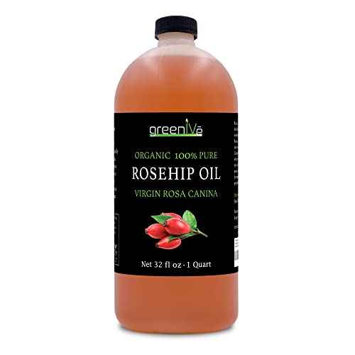 GreenIVe Organically Grown Rosehip Oil Rosa Canina 100% Pure Cold Pressed Virgin Oil (32 Ounce)