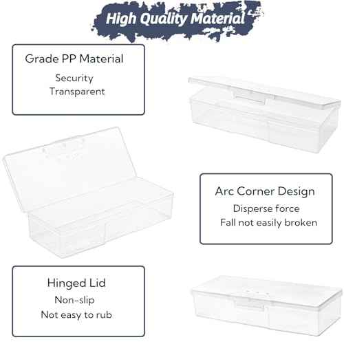ZOOFOX 12 Pack Plastic Nail Storage Box, Stackable Pencil Case with Hinged Lid and Snap Closure, Clear Rectangle Box for Organizing Manicure Pedicure Kit, Crayon, Beads, Jewelry, Office Supplies