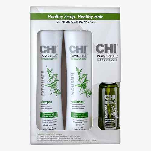 CHI PowerPlus Renewing Haircare Starter Kit, Includes Shampoo, Conditioner & Scalp Treatment, Anti-Shedding & Healthy Hair Renewal System