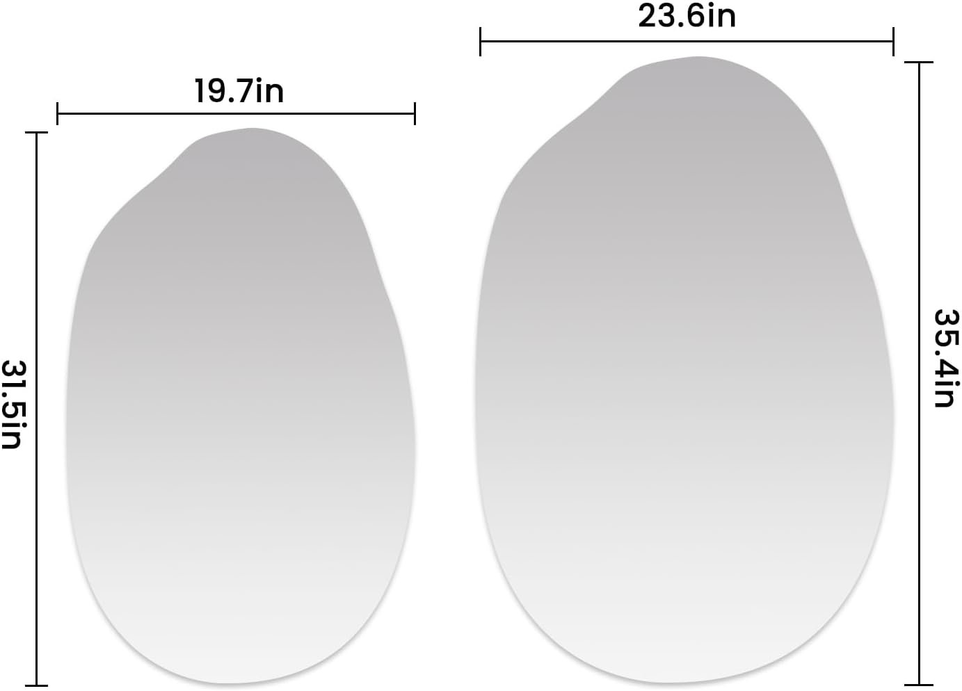 VASUHOME Frameless Bathroom Mirror - Irregular Design, 24 x 36 Inch Wall Mounted | Stylish Vanity Decor