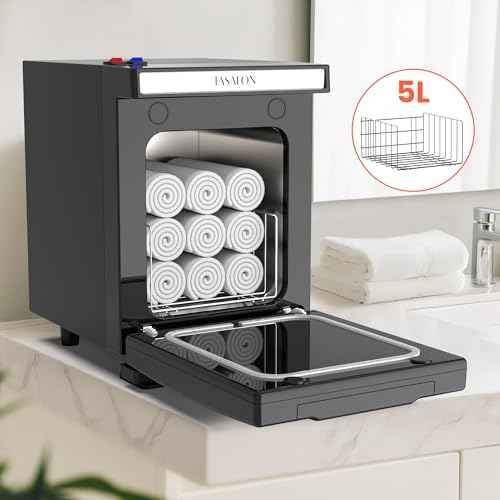 TASALON 5L Towel Warmer Hot Cabinet Box, Aluminum Inner Chamber, Removable Tray, Fast Heating for Beauty Spa Salon Massage - Black