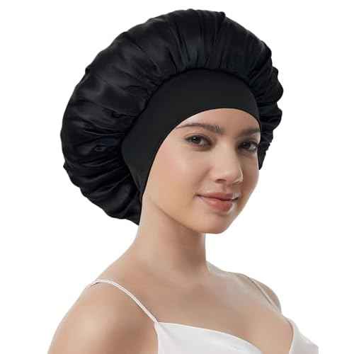 100% Mulberry Silk Bonnet for Sleeping Women, Real Pure Silk Bonnets, Double Layer Sleep Cap with Elastic Band for Curly Hair