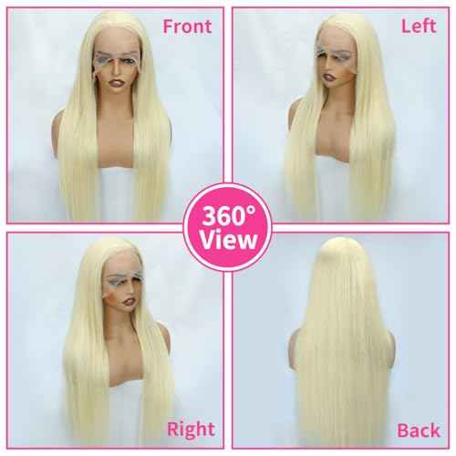 613 Lace Front Wig Human Hair Blonde Wig Human Hair Straight 13x4 200% Density 26 Inch Glueless HD Lace Frontal Wig for Black Women Pre Plucked Hairline