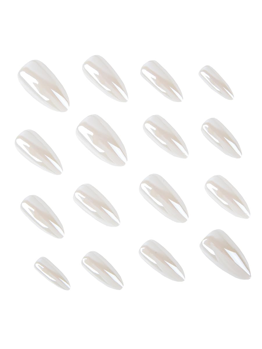 Skiennix Press-On Nails - Medium Almond Chrome Design | Full Cover Glossy Finish - 24PCS