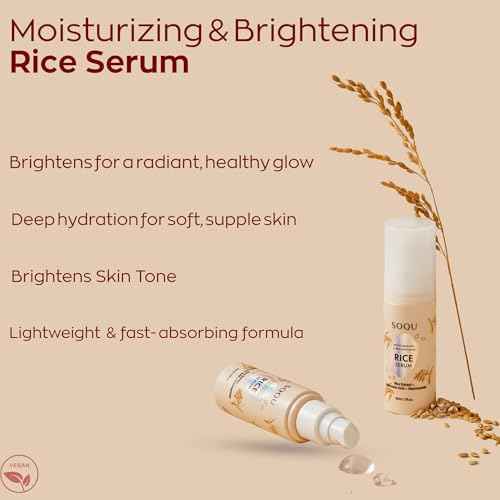 Moisturizing Facial Rice Serum - Hydrating and Brightening Formula with Niacinamide and Hyaluronic Acid for Radiant Skin - 50ml 1.69oz - Made in Korea (50ml / 1.69fl oz, Rice Serum)