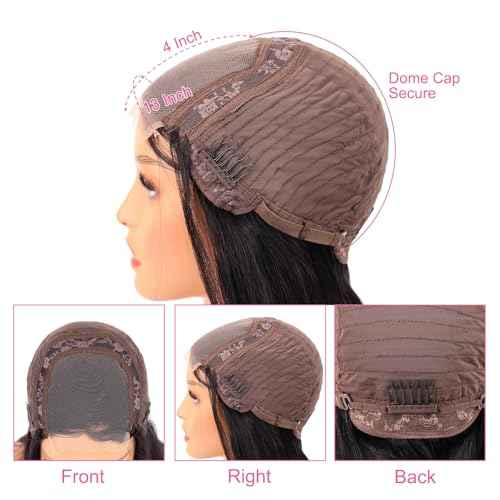 30 Inch 13x4 Lace Front Wigs Human Hair 180% Density Real Human Hair Wig Body Wave HD Lace Frontal Wigs Pre Plucked Transparent Lace Natural Black for Women