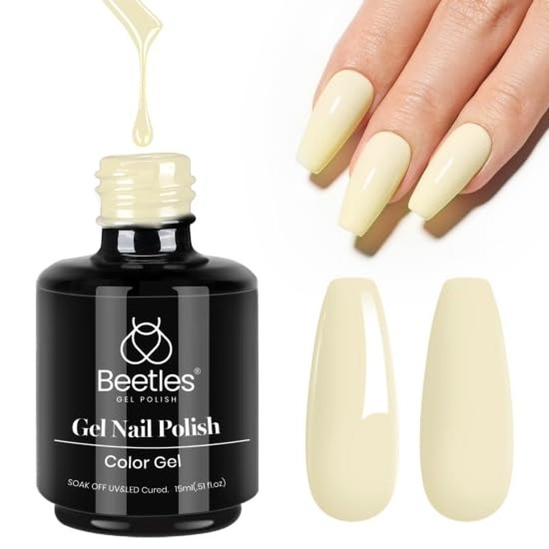 Beetles Pastel Yellow Gel Polish - Lemon Cheese 15ML | Long-Lasting Soak Off UV Nail Art for Bright Summer Manicures
