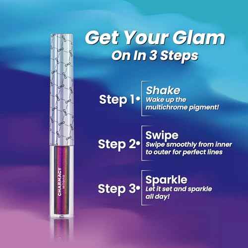 CHARMACY Multichrome Eyeliner Liquid Liner, Glitter liquid eyeliner waterproof, Metallic Intense Color Shifting Colorful Eyeliner, Long wearing, Ultra-Fine Tip Smudge-proof, GREEN INDIGO 905
