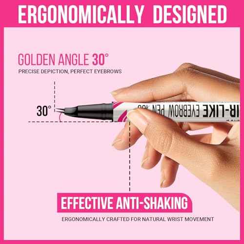 iMethod Curved Eyebrow Pen - Eyebrow Pencil, 2 Count Brow Pencil Dual-Ended with Curved Tip and Precise Brush-Tip for Natural Hair-Like Brows, Last All-Day, Light Brown and Brown Each