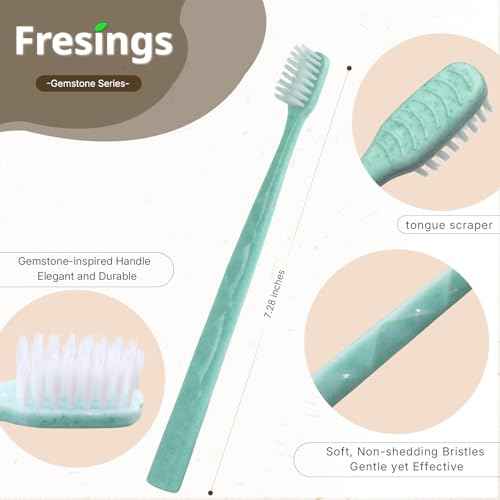 24 Pack Premium Disposable Toothbrush with Tongue Scraper ? Individually Wrapped Bulk Travel Toothbrushes, Soft Bristles for Guests, Hotel, Vacation Rental, Home & On The Go,4 Colors