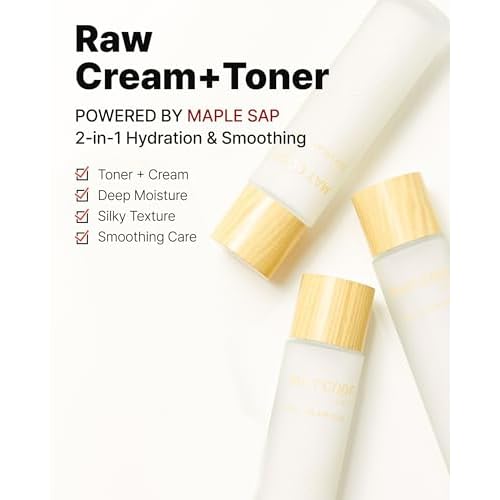 MAY COOP Raw Cream Skin Face Toner ? 2-in-1 Toner & Moisturizer with 85% Maple Sap for Deep Hydration, Softening & Nourishing - Korean Skincare, Vegan Clean Beauty, 3.71 fl.oz.