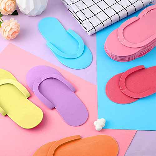 Geyoga 240 Pairs Disposable Pedicure Slippers Foam Disposable Spa Flip Flops Pedicure Shoes for Women Salon Nail Spa (Multi Color)