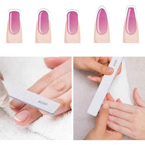 15 Count 80/80 Grit Nail Files for Acrylic Nails, Reusable Buffering Files Double Sided Emery Boards for Nails