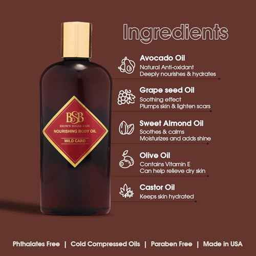 Brown Sugar Babe Wild Card Body Oil, Nourishing Oil for Women with Jasmine Perfume Oil and Cedar, Scented Skin Care, Paraben Free, Body-Oil Perfume, Phthalates Free, Made in USA