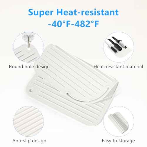 Quccefods Curling Iron Mats Oversize Heat Resistant Mat Silicone Hot Hair Tools Pad for Hair Straightener Flat Irons Hair Styling Tools Countertop Protection Portable Travel Curling Mat 11"*8.26"
