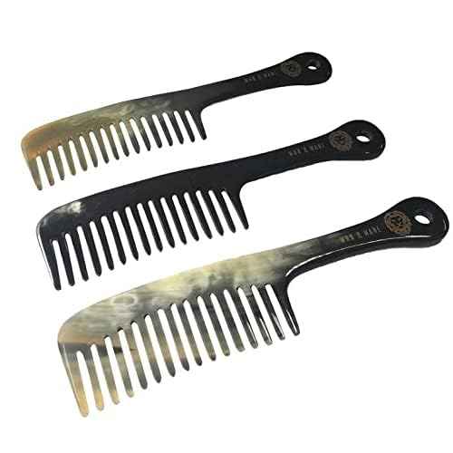 Premium Handmade 100% Oxhorn Anti-static Wide Tooth Detangling & Styling Comb for Women & Men