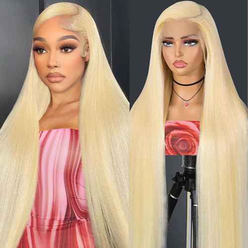 30 Inch 613 Lace Front Wig Human Hair 200 Density Blonde Wig Human Hair Straight 13X6 HD Transparent Lace Front Wigs Human Hair Pre Plucked Blonde 613 HD Lace Frontal Glueless Wigs for Women