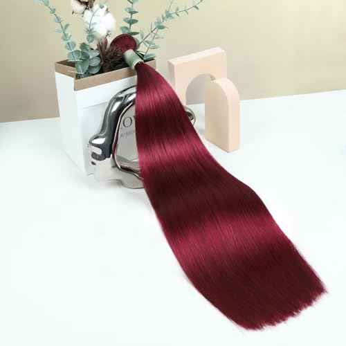 ISHOW Raw Human Hair Bundles, 100% Unprocessed Virgin Human Hair, 15A Straight Premium Quality Bundles Producer, 20 Inch Single Bundle, Long Lasting, Red Burgundy Color 99J
