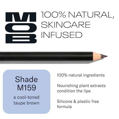 MOB Beauty Smooth Precision Waterproof Lip Liner M159 Cool-Toned Taupe ? Long-Wearing, Glide-On Formula with 100% Natural Ingredients, Vegan and Cruelty-Free, Plastic-Free Formula and Packaging