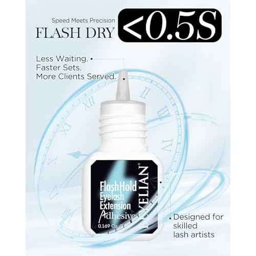 BEYELIAN Sensitive Eyelash Extension Glue 0.17fl.oz/5ml / 0.5Sec Drying Time/Retention ? 7-8 Weeks/Black Adhesive/Hypoallergenic Formaldehyde-Free Lash Extension Glue for Professional Use Only