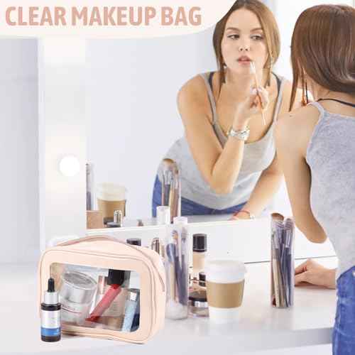 3Pack Clear Toiletry Bag,TSA Approved Travel Makeup Pouch with Zipper for Cosmetics and Toiletries£¬Diaper Bag Organizer Pouch Set£¬Women's Purse Organizer and Clear Car Bag