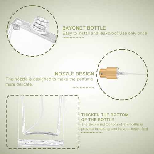 Enenes 8 Pack 30ml/1Oz Refillable Glass Perfume Bottles - Premium Square Gold Atomizer Spray Bottles, Leak-Proof Portable Empty Perfume Containers for Travel, Purse, Gym & Home Office Use