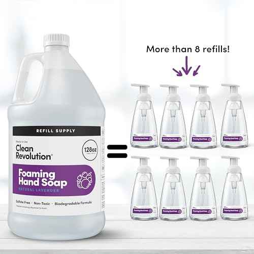 Clean Revolution Foaming Hand Soap Refill Supply Container, Ready to Use Formula, Gluten Free, Natural Lavender Fragrance, 128 Fl. Oz, 4 Pack