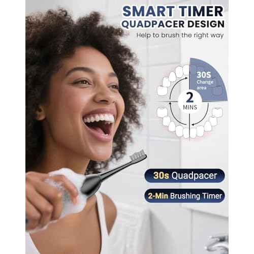 Electric Toothbrush with Water Flosser 3-in-1 Combo, Professional Sonic Toothbrush for Adults, 3 Brush Modes+5 Floss Speeds, Rechargable, 2.0 Flossing Toothbrush for Oral Care, Portable Travel Case