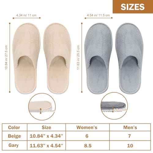 AQUEENLY House Slippers - Washable Spa Slippers Non Slip Indoor Guest Slippers for Shoeless Home, Women & Men