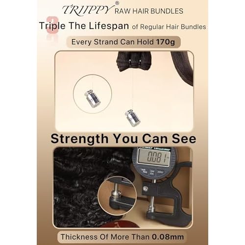 TRIIPPY Real Raw Burmese Curly Bundles Human Hair,100% Burmese Raw Hair Sew in Weave Single Bundle,Triple The Lifespan Over Regular Virgin Hair Bundle,No.1 Raw Hair Brand On Amazon(14 Inch)
