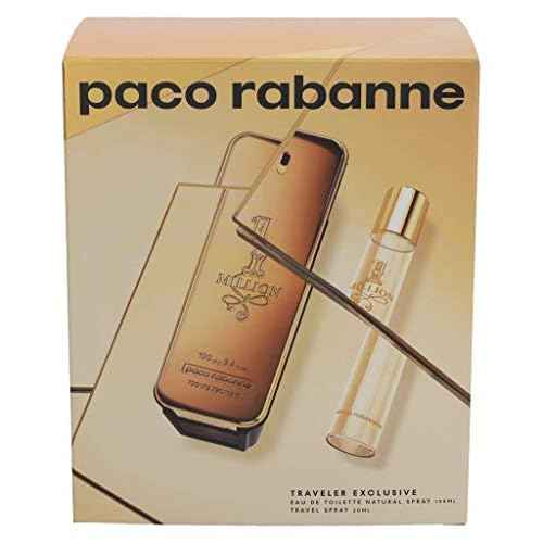 Paco Rabanne Paco rabanne 1 million gift set for men (3.4 ounce eau de toilette + 0.68 ounce travel spray), 4.08 Ounce